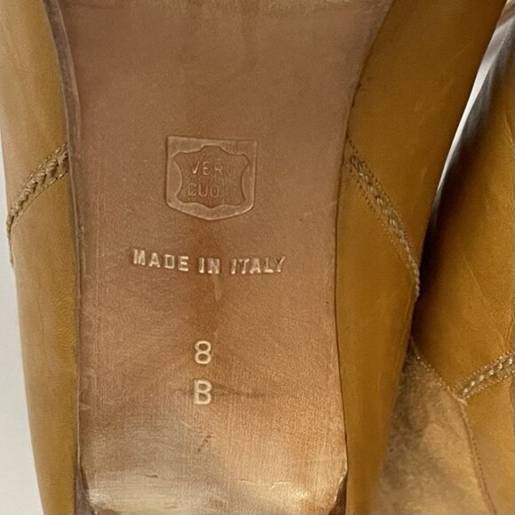 Vintage 1980s Reed Evins sz 8 Made in Italy Leather Suede Calf High Heel Boots - Picture 10 of 13